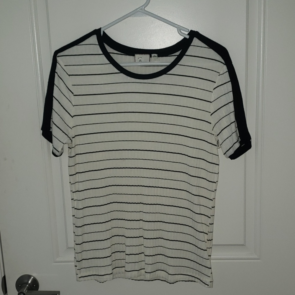 Anthropologie white/black striped shirt - Size S